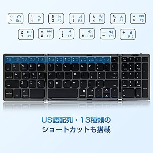 Ewin 新型 英語配列 ワイヤレス キーボード 折りたたみ式 Bluetooth