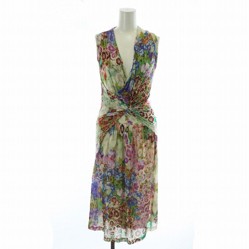 エトロ ETRO ワンピース ひざ丈 ノースリーブ 花柄 総柄 42 L マルチ |MW EC