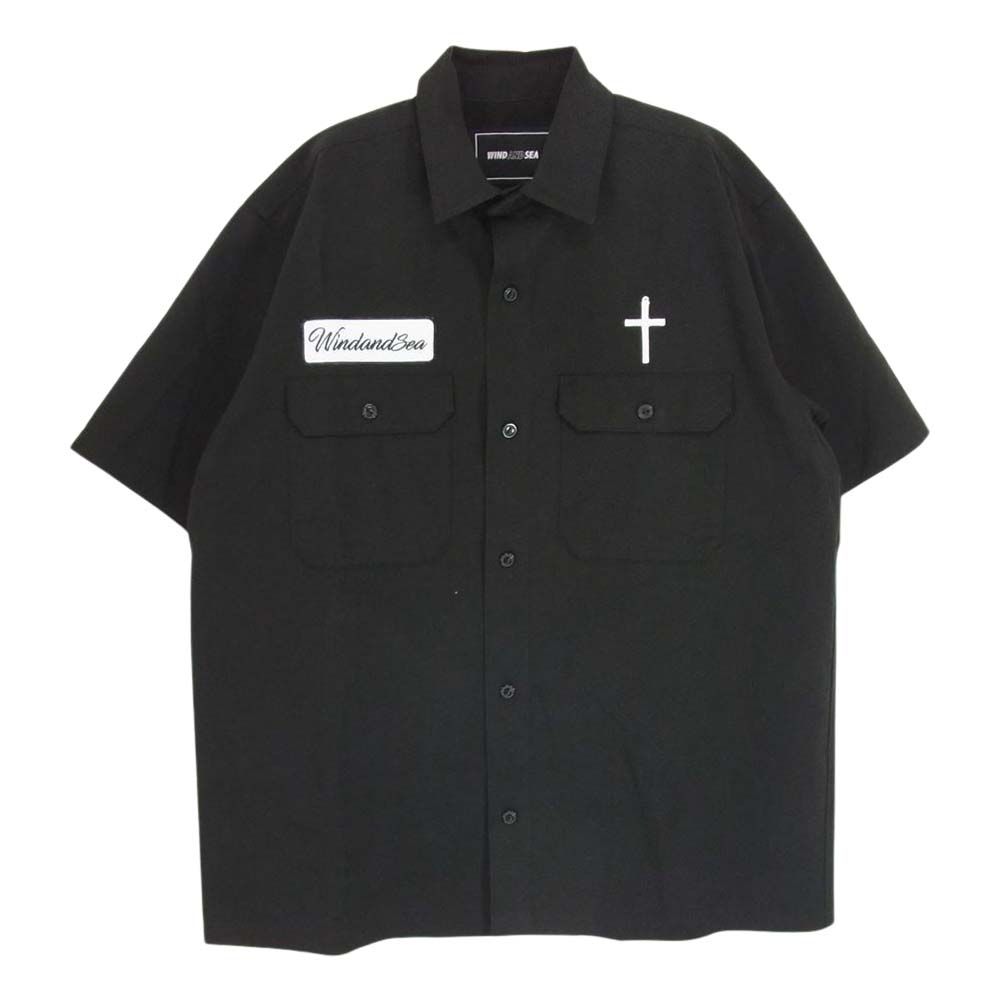 WIND AND SEA ウィンダンシー WDS-0-STCZ-24-Q1-SH-01 SD Santacruz Work Shirt サンタクルーズ ワーク ワッペン 半袖 シャツ ブラック系 M【中古】