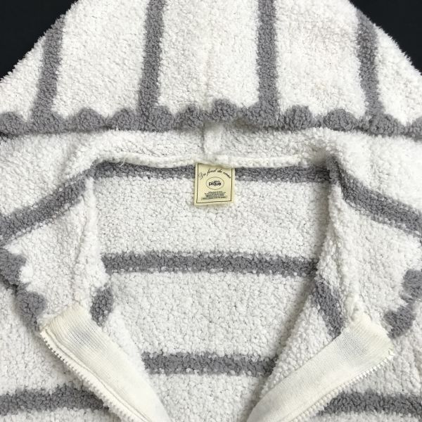 ジェラートピケ★ボーダー柄/ルームウェア/ジップアップパーカー【レディースF/白×グレー/white×gray】Jacket/Jumper◆cBH589-b ジェラートピケ☆ボーダー柄/ルームウェア/ジップアップパーカー