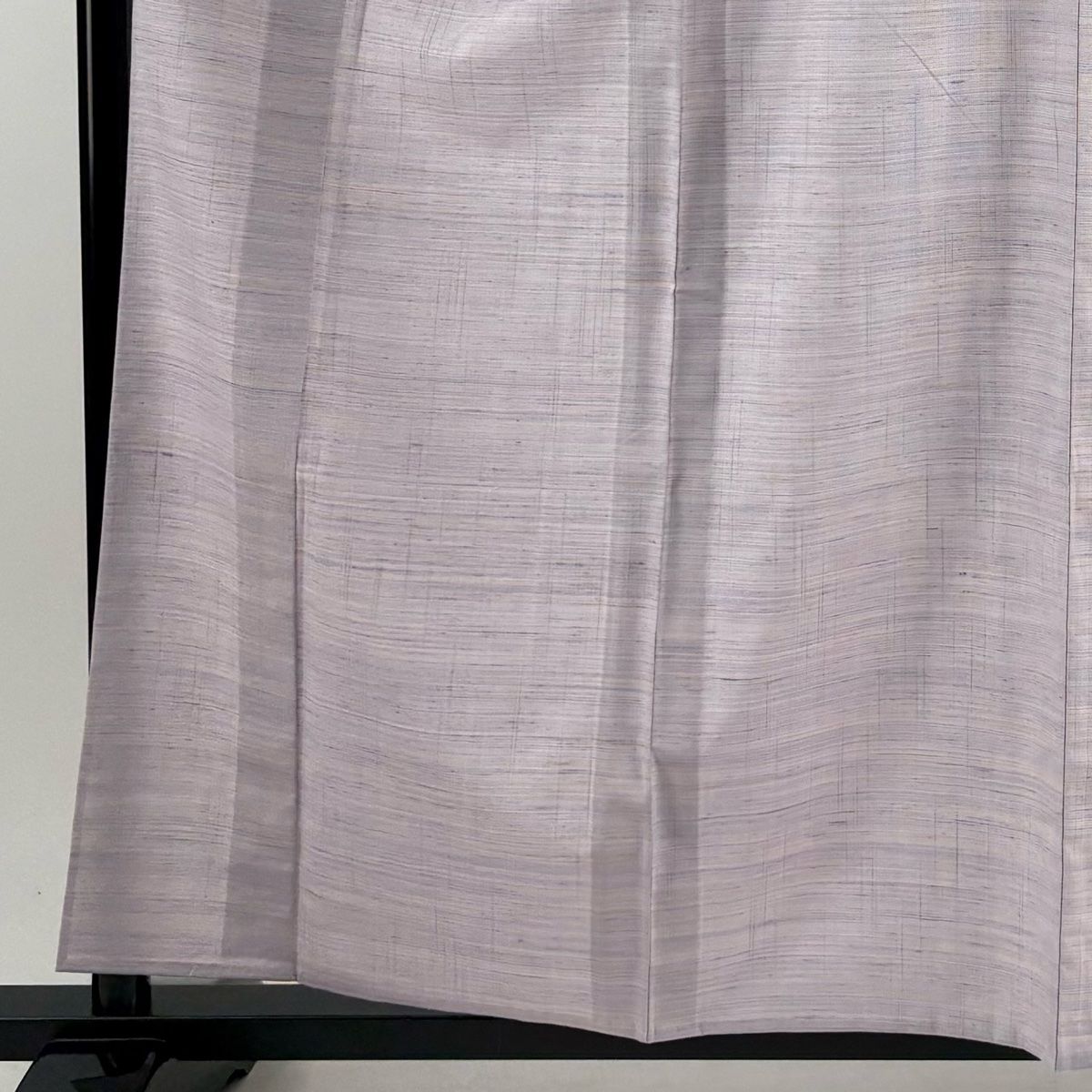 紬 身丈160cm 裄丈68cm L 単衣 証紙 横縞 薄紫 正絹