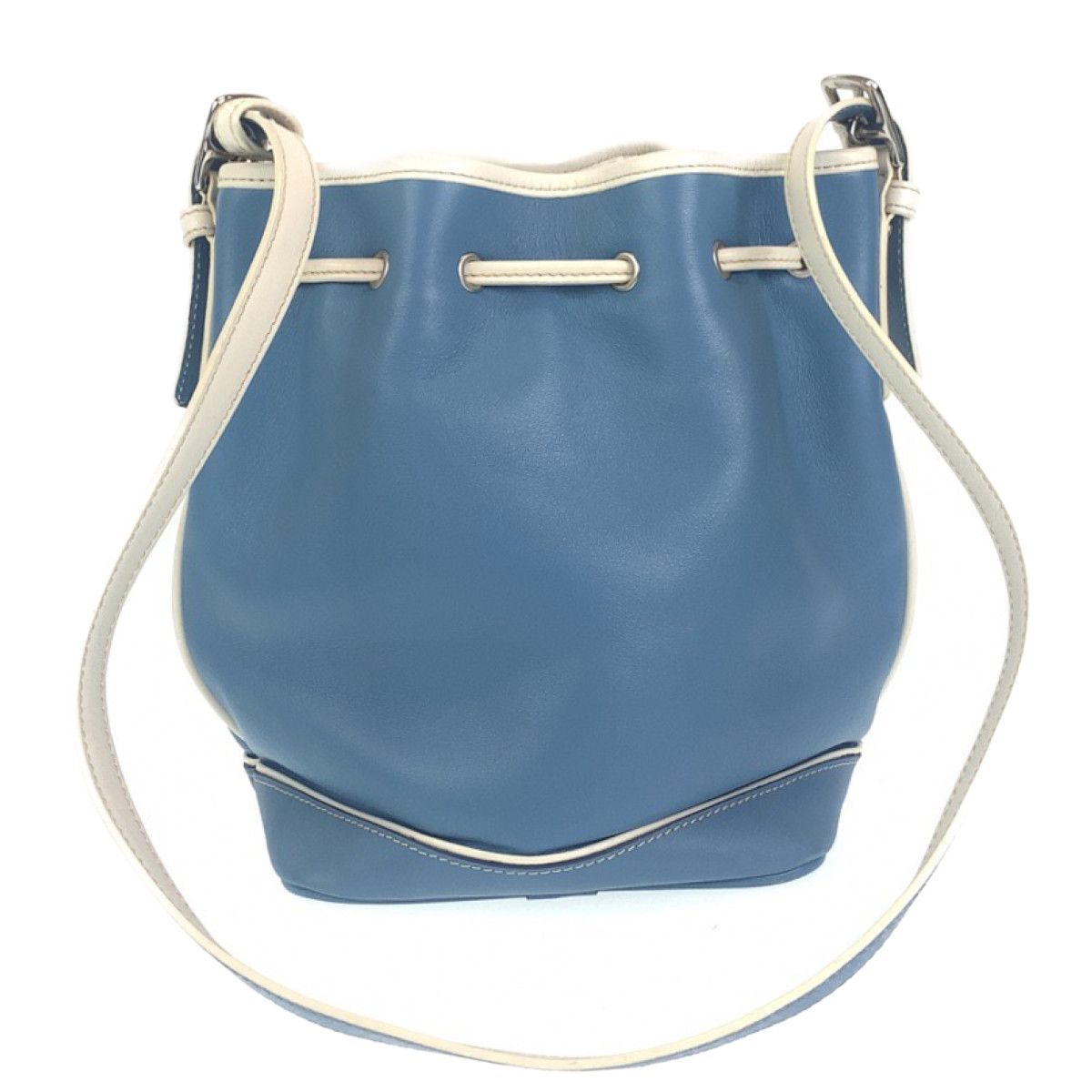 COACH コーチ ブルー 青 ホワイト 白 シルバー金具 レザー ショルダーバッグ ワンショルダーバッグ レディース 402343 【中古】【中古】 COACH コーチ ブルー 青 ホワイト 白 シルバー金具 レザー ショルダーバッグ ワンショルダーバッグ レディース 402343