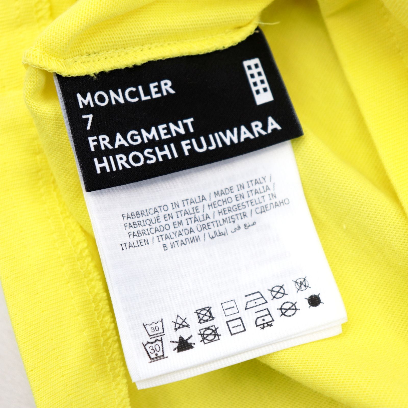 美品 モンクレール ジーニアス 18年製 フラグメント 半袖Ｔシャツ メンズ 黄色 S FRAGMENT HIROSHI FUJIWARA MONCLER GENIUS