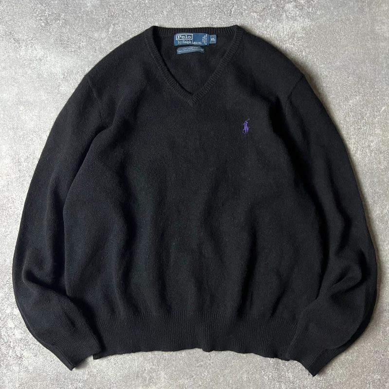 90s POLO RALPH LAUREN 長袖 ラムウール ニット セーター XL / 90年代 