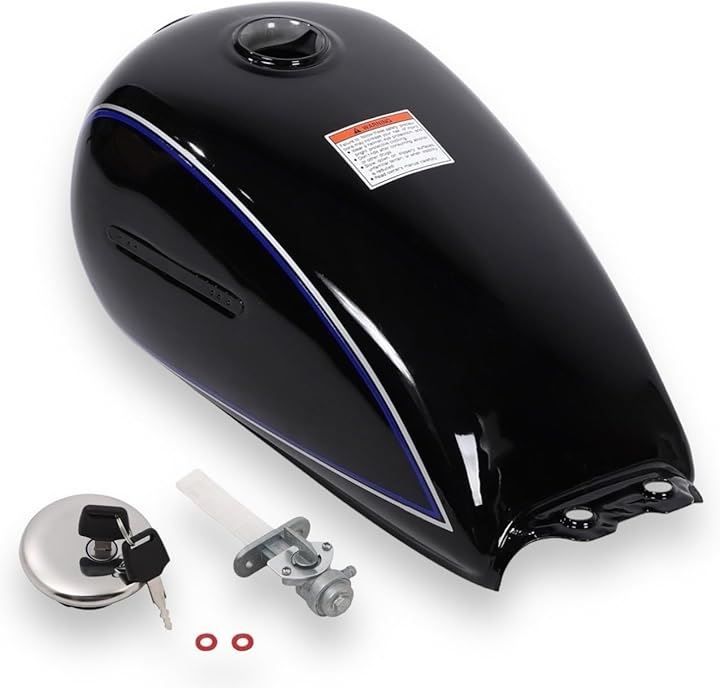 Kanoan スズキ 用 GN125 グラストラッカー ボルティ 燃料 タンク 10L キャップ コック キット セット ブラック 黒 燃料タンク タンクキャップ 鍵2個付き 燃料コック 3点セット 社外品