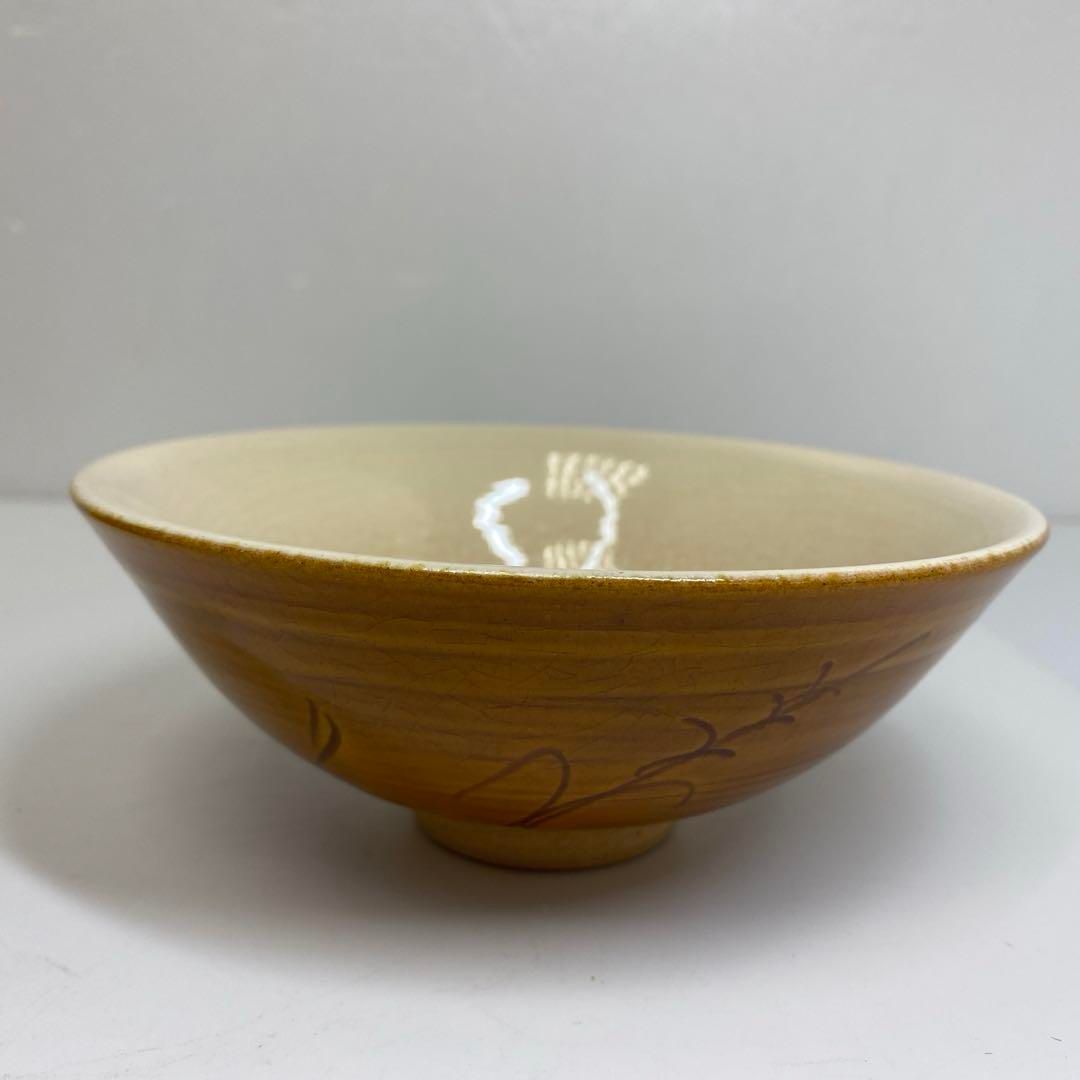 十代 大樋長左衛門年朗 鳥紋茶碗 共箱 東さ6-1203 2F