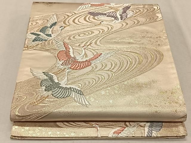 平和屋着物◎佐賀錦 六通柄袋帯 吉祥花鳥文 金銀糸 正絹