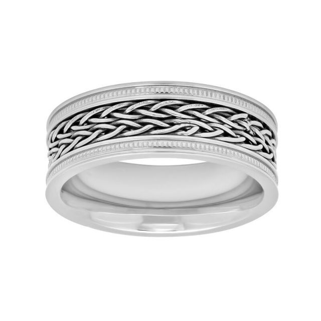 【送料無料】 アンブランデッド メンズ リング アクセサリー Men's Stainless Steel Braided Wedding Band Grey