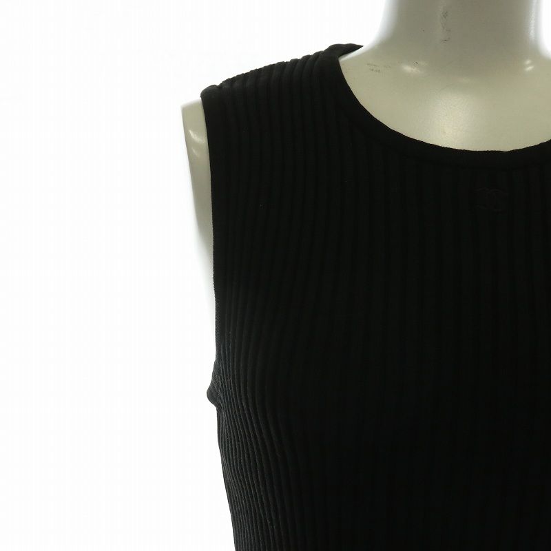 シャネル CHANEL 98P リブ ニット タンクトップ ノースリーブ