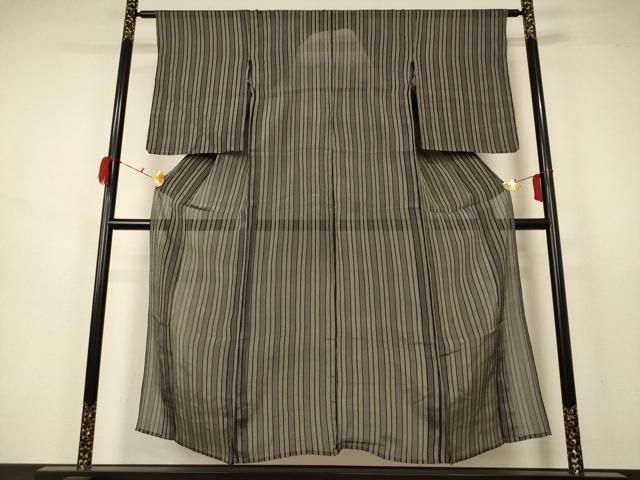 平和屋着物 夏物 紗紬 縞 正絹 AABB2532jd