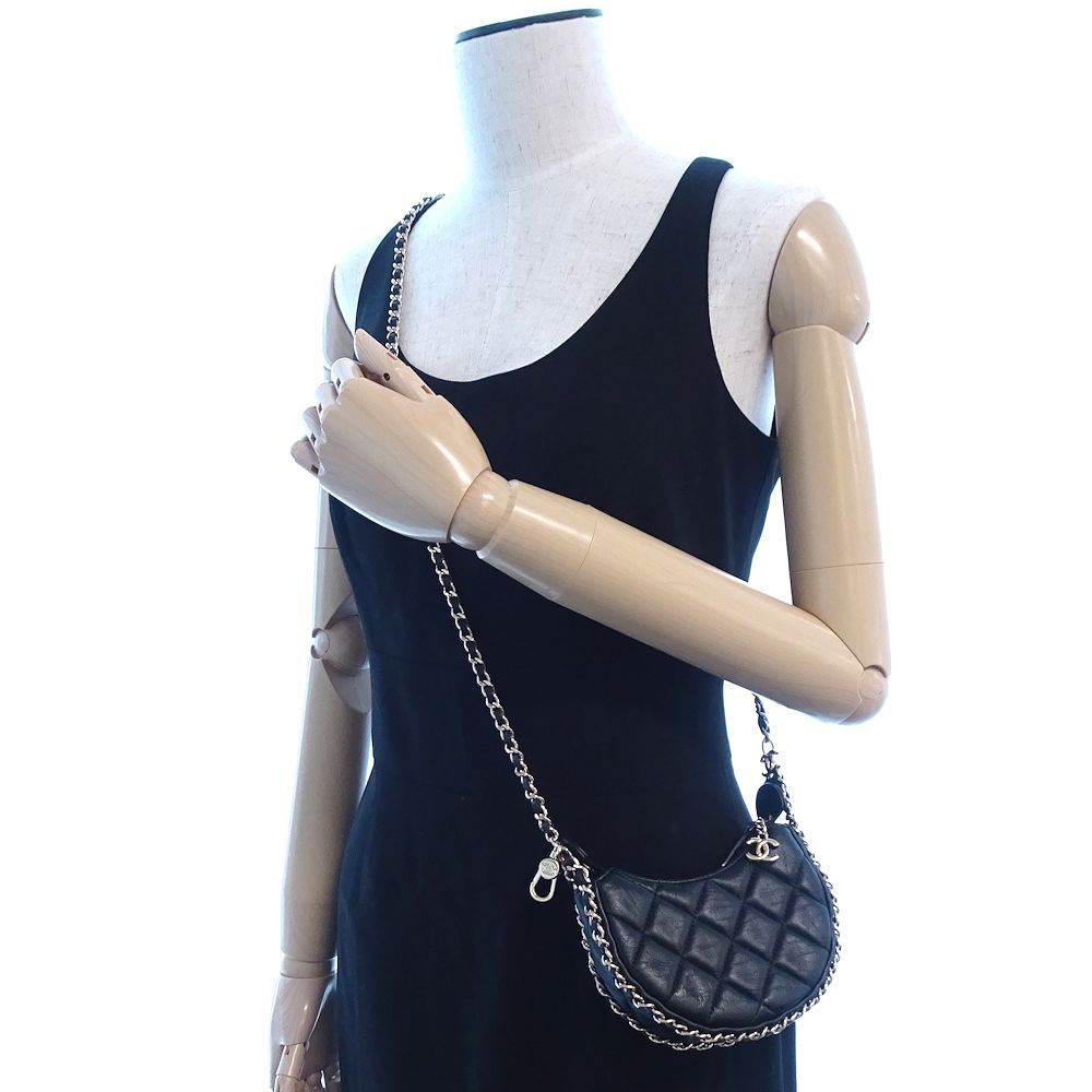 CHANEL シャネル スモールホーボー ショルダーバッグ ラムスキン