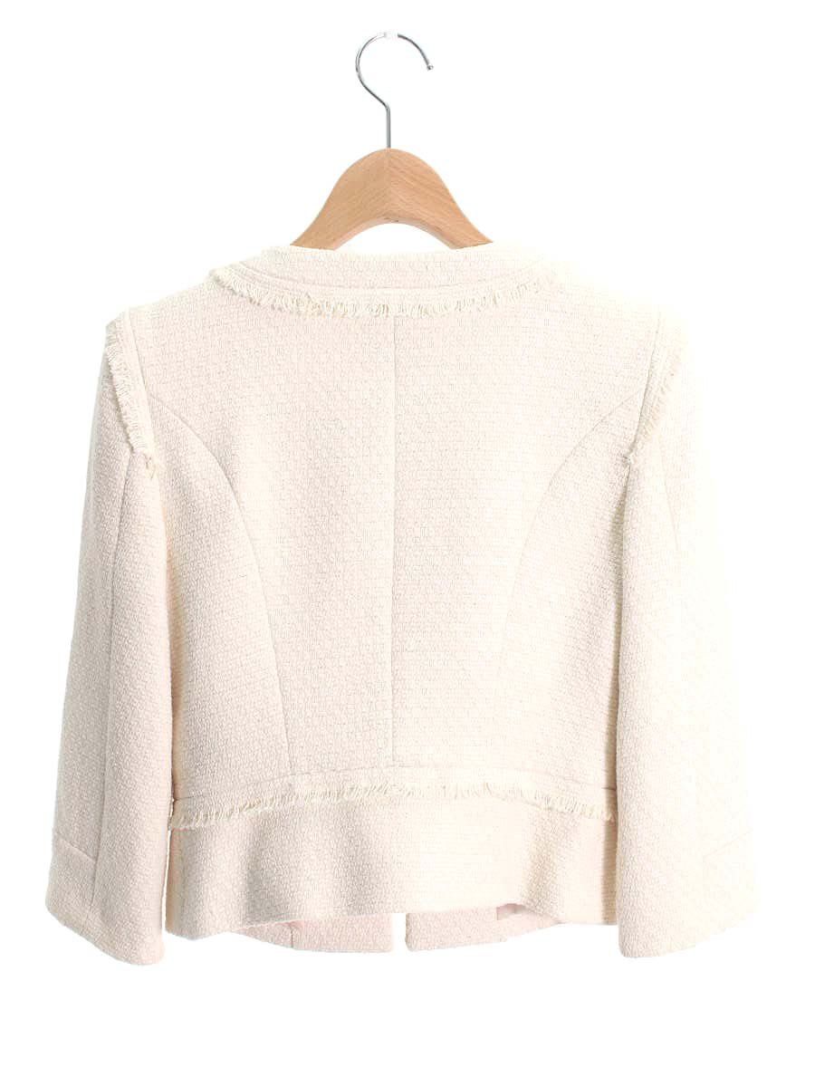 FOXEY ホワイト ツイードジャケット 38 FOXEY 38 ホワイト ニットジャケット FOXEY ツイードノーカラー