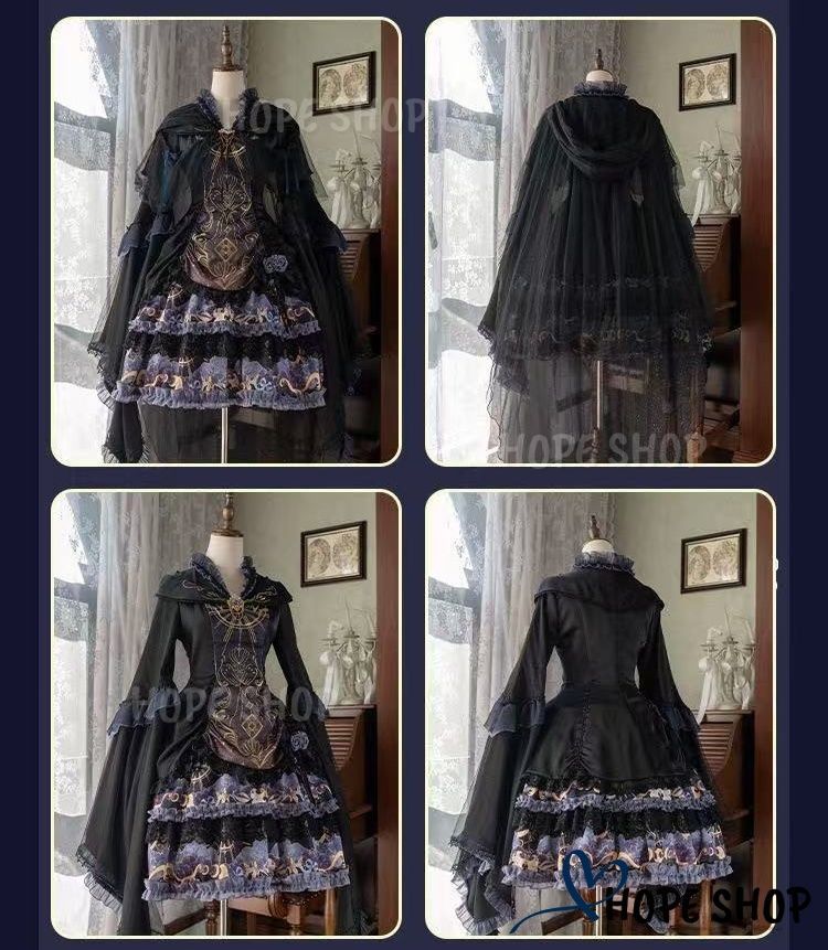 ロリータ マント コスチューム メイド服 ゴスロリ ロリータワンピース 華やか メイド 豪華 レディース 姫袖 姫ロリ 甘ロリ ゴシック ゴスロ