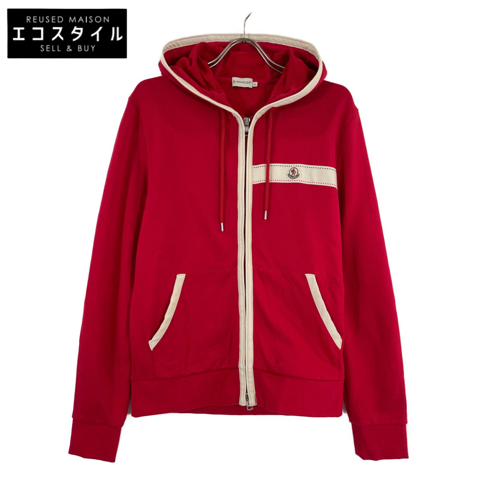 MONCLER モンクレール レッド MAGLIA CARDIGAN 80065 ジップパーカー L