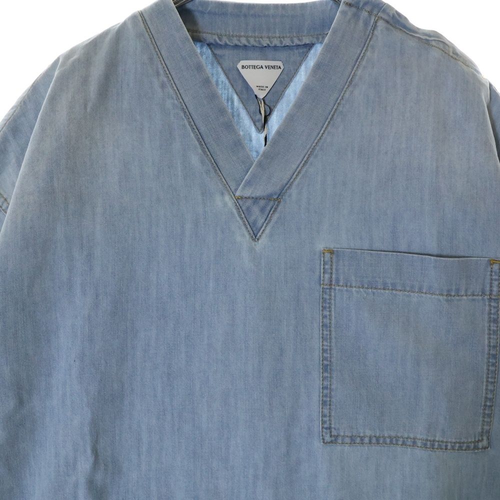 BOTTEGA VENETA (ボッテガヴェネタ) Bleached Light Denim V Neck  