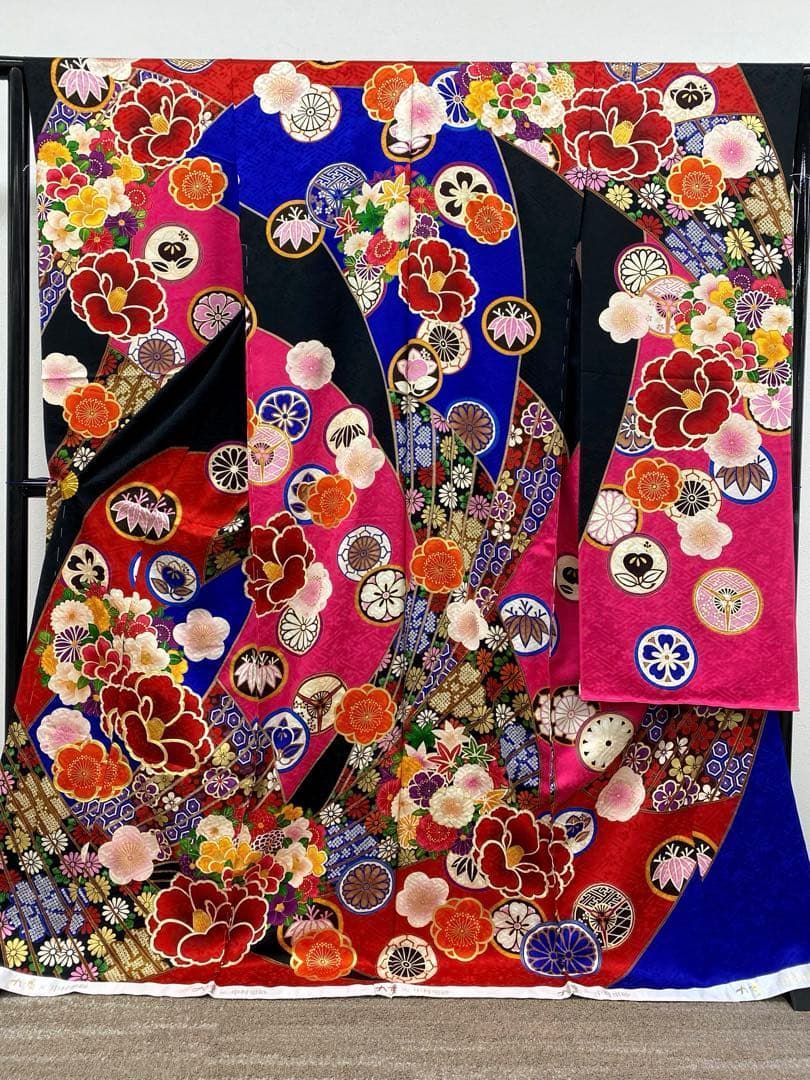 コラボ振袖 仮絵羽 九重×中村 里砂 金駒 金彩 正絹 未仕立て品 八掛 