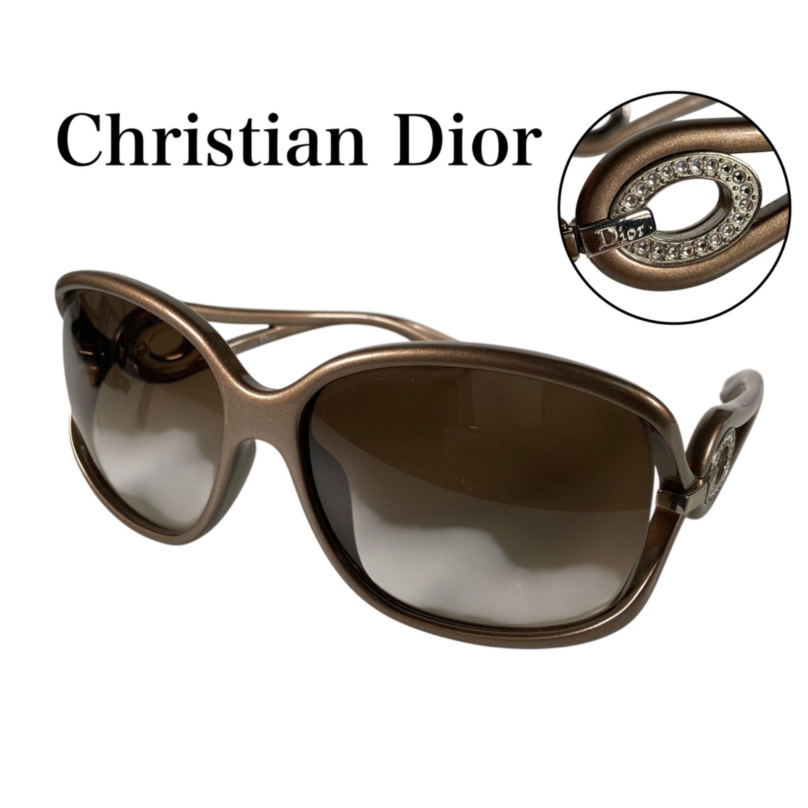 良品　Christian Dior　サングラス　ラインストーン　ブラウンレンズ 良品 Christian Dior サングラス ラインストーン ブラウンレンズ