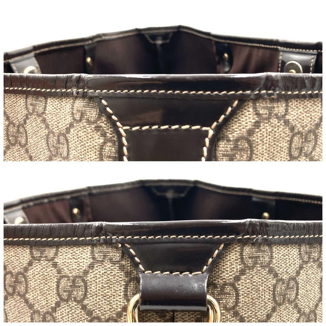 グッチ　美品　トートバッグ　スプリーム　GG柄　PVC レザー　メンズ　ブラウン グッチ/トートバッグ/GGプラス・GGスプリーム/ベージュ×ダーク