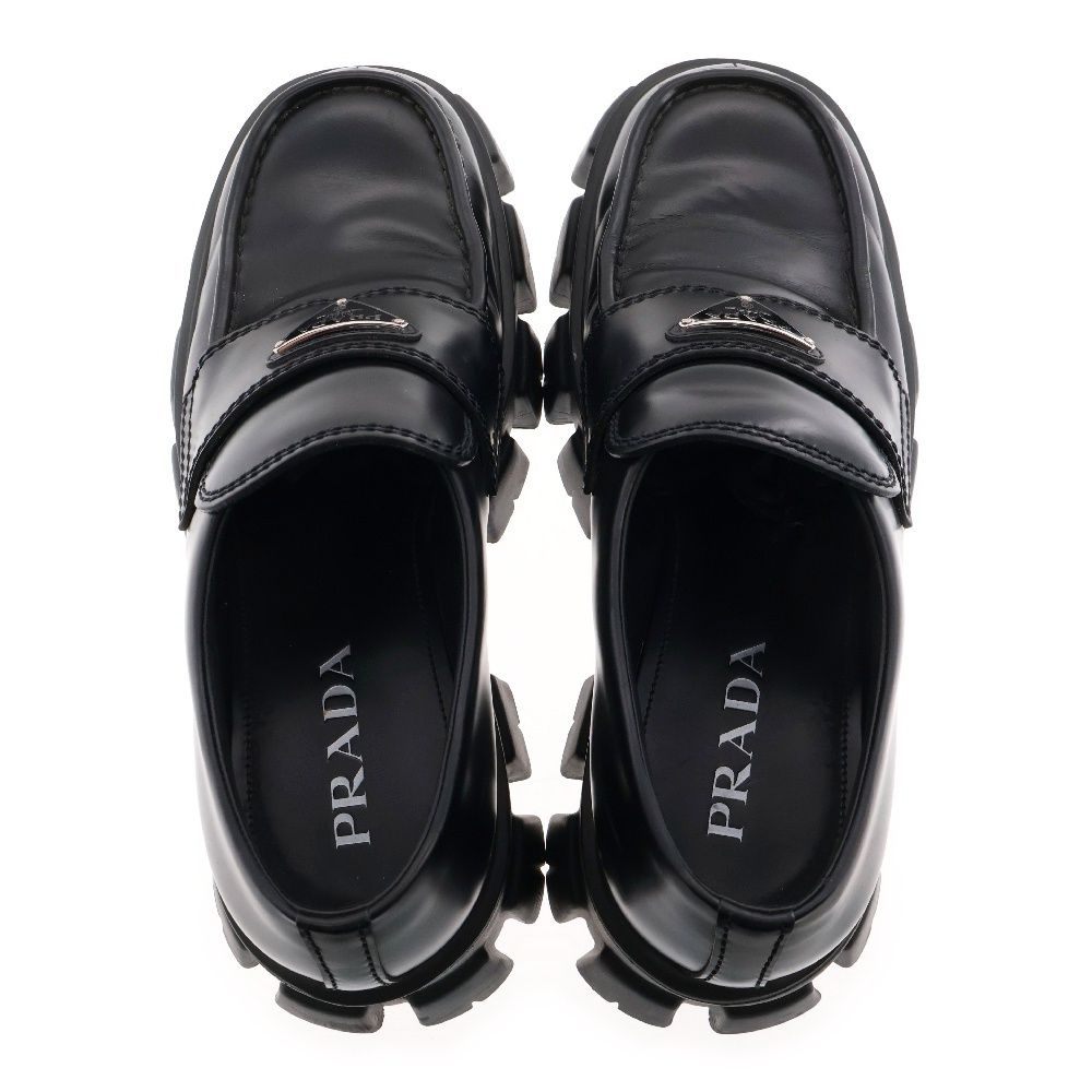 プラダモノリスブラッシュドレザーローファー35 PRADA モノリス
