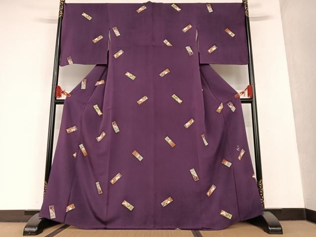 平和屋着物○人形作家・ホリヒロシ 小紋 短冊花文 松竹梅 千鳥 鬼しぼ  