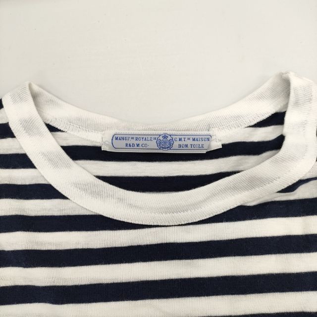 オールドマンズテーラー　ボーダー半袖Tシャツ　ブルー×白 R & D.M.Co- オールドマンズテーラー ボーダー プリント クルー