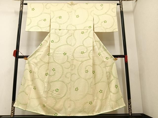 正絹　上質な小紋　絞り染め　単衣　草花文　逸品　身丈157　裄70 正絹 上質な小紋 絞り染め 単衣 草花文 逸品 身丈157 裄70