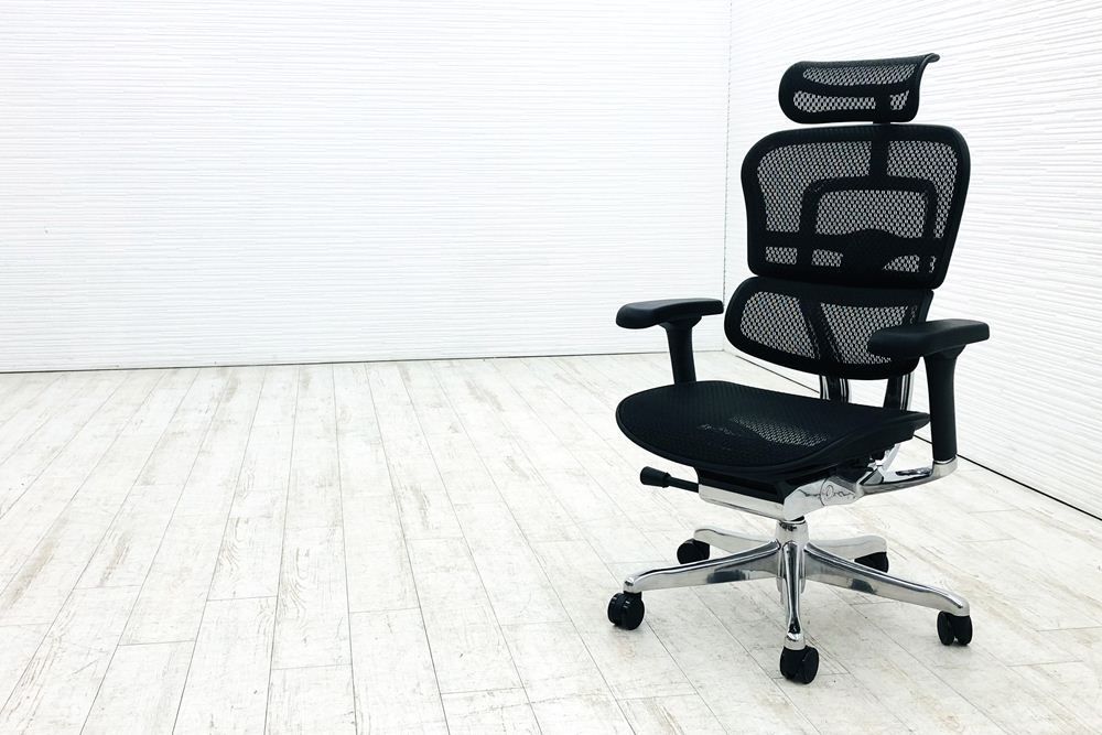 自社保証有 エルゴヒューマンプロ2 ヘッドレスト付き ergohuman PRO2 HIGH Type オフィス家具 BKフレーム ブラック A000003556