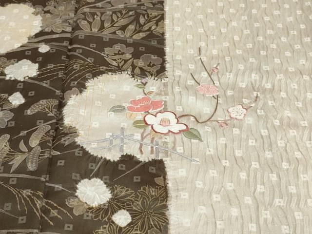平和屋着物●訪問着　絞り　刺繍　雪輪草花文　正絹　逸品　未使用　DAAW5697ud 平和屋着物○訪問着 絞り 刺繍 雪輪草花文 正絹 逸品 未使用