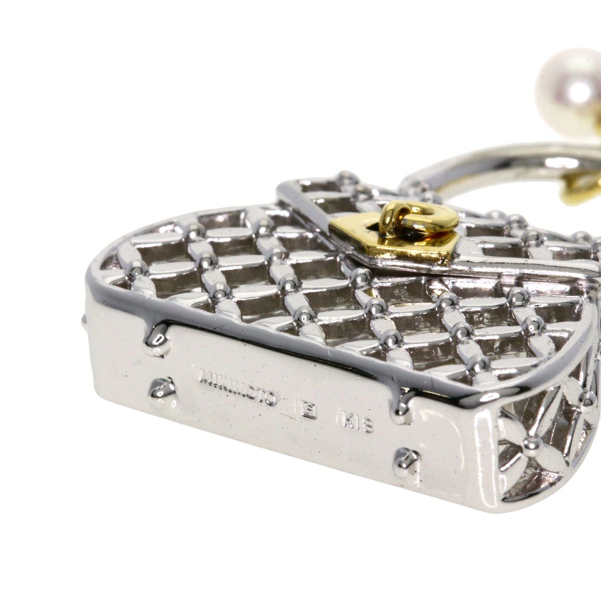 MIKIMOTO SV ペンダントトップ 真珠 パール バッグモチーフ ミキモト MIKIMOTO ミキモト　バッグ　パール付き バッグ