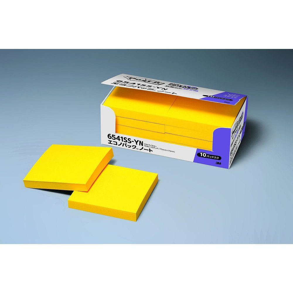 まとめ買い スリーエム ポストイット 強粘着ノート 75×75mm 90枚×10パッド ビビッドイエロー 6541SS-YN ×3セット