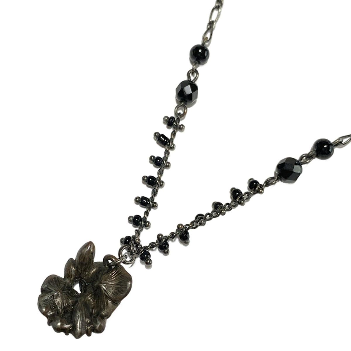  ANNA SUI アナスイ ネックレス - ダークグレー×ピンク×マルチ フラワー 花 ネックレス アクセサリー