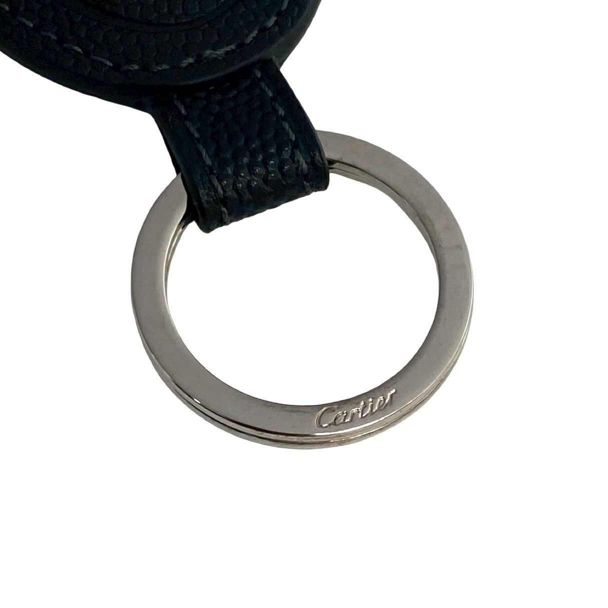 極 美品 箱付 CARTIER カルティエ ロゴ レザー 本革 キーリング  