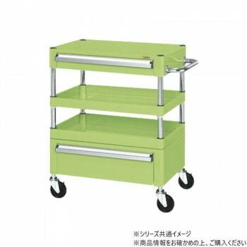 サカエ CSパールワゴン中量タイプ 引出し付 グリーン CSP-6082AC