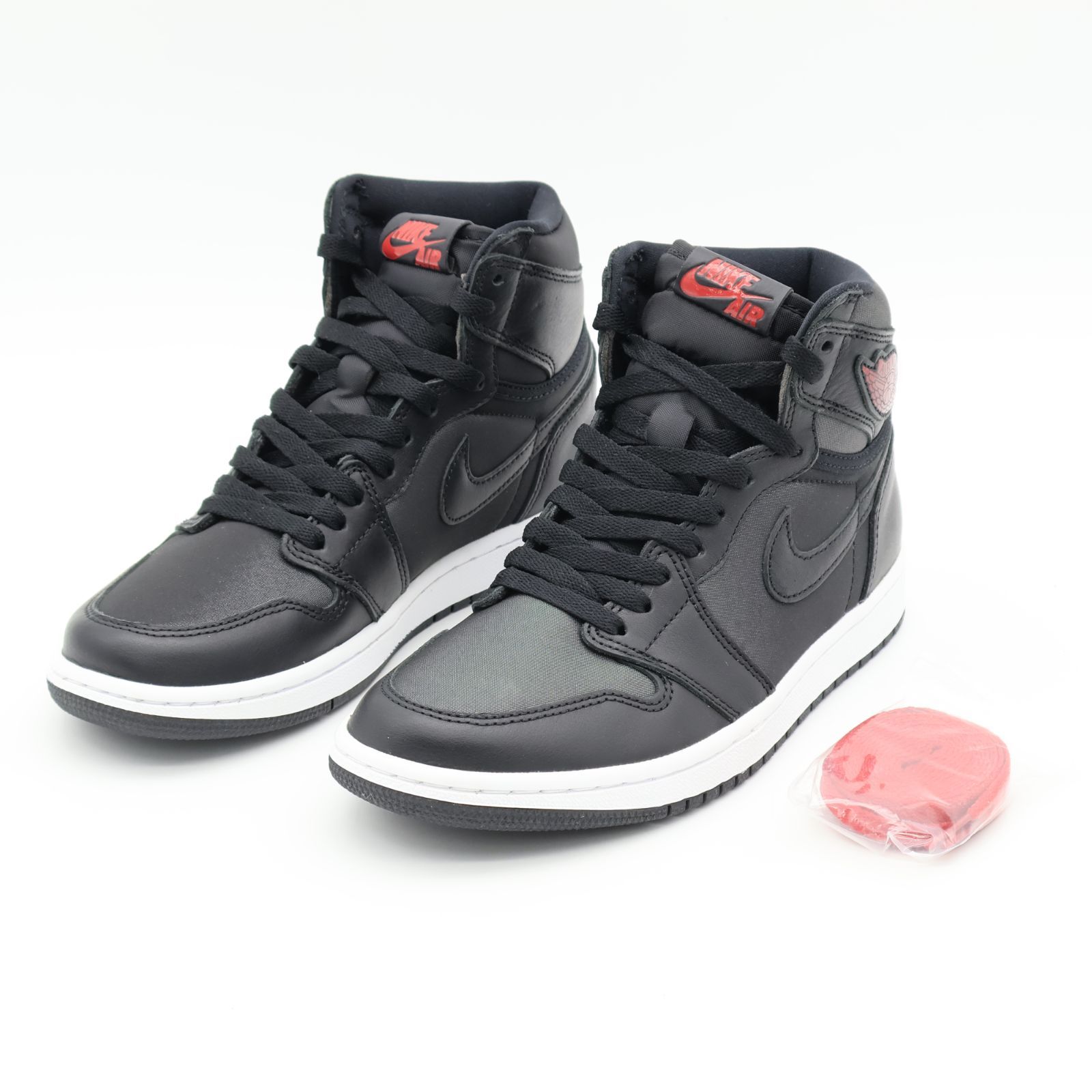 新品未使用】 Nike Jordan 1 Retro High Black Satin Gym Red Satin ...