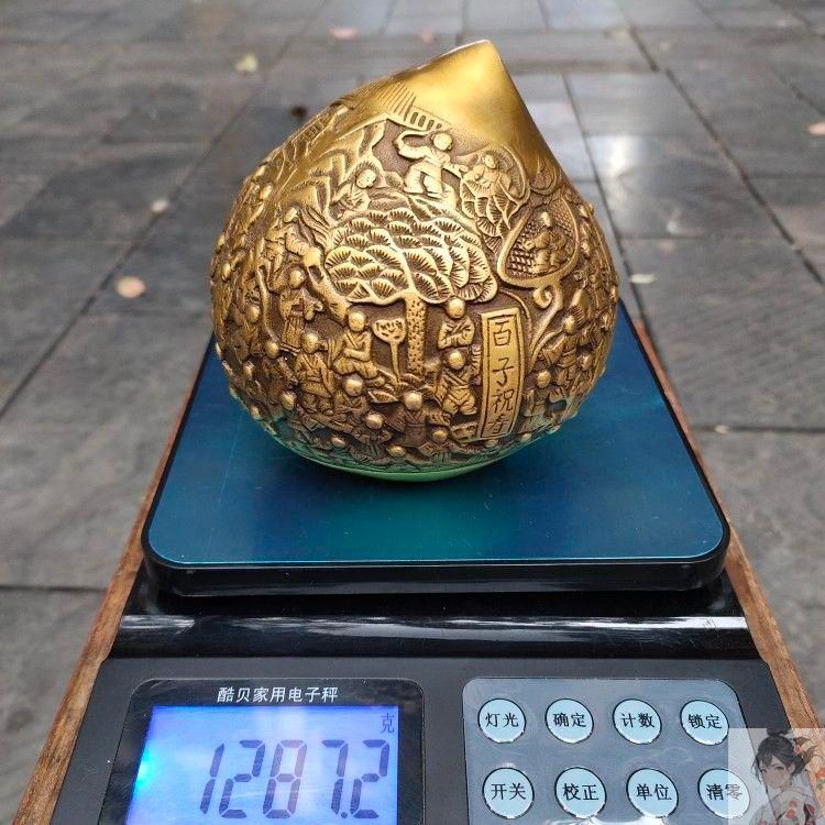 銅細工 百子桃 茶寵 装飾品 工芸品 美術品 置物 銅細工 百子桃 茶寵 装飾品 工芸品 美術品 置物 工芸品】緑