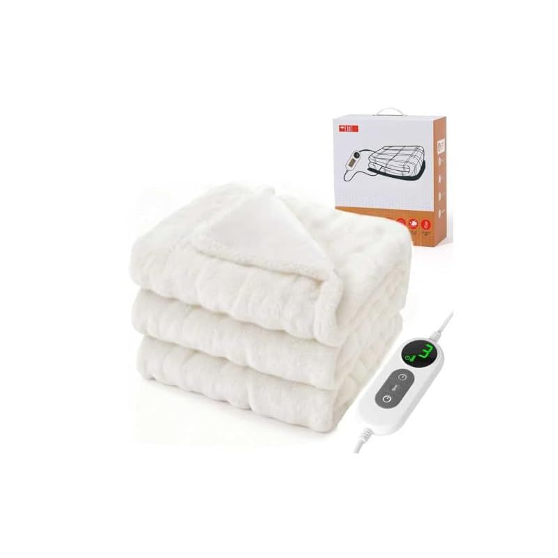 CHONGYA 電気毛布 表面兎毛調 裏面フランネル シルクタッチ 190×130cm 大判 掛け敷き兼用 ひざ掛け シリコンボタン付きコントローラー 10段階温度調整 12段階タイマー設定機能 自動オフ 洗える 洗濯ネット付き ダニ退治 ふわふわ 1