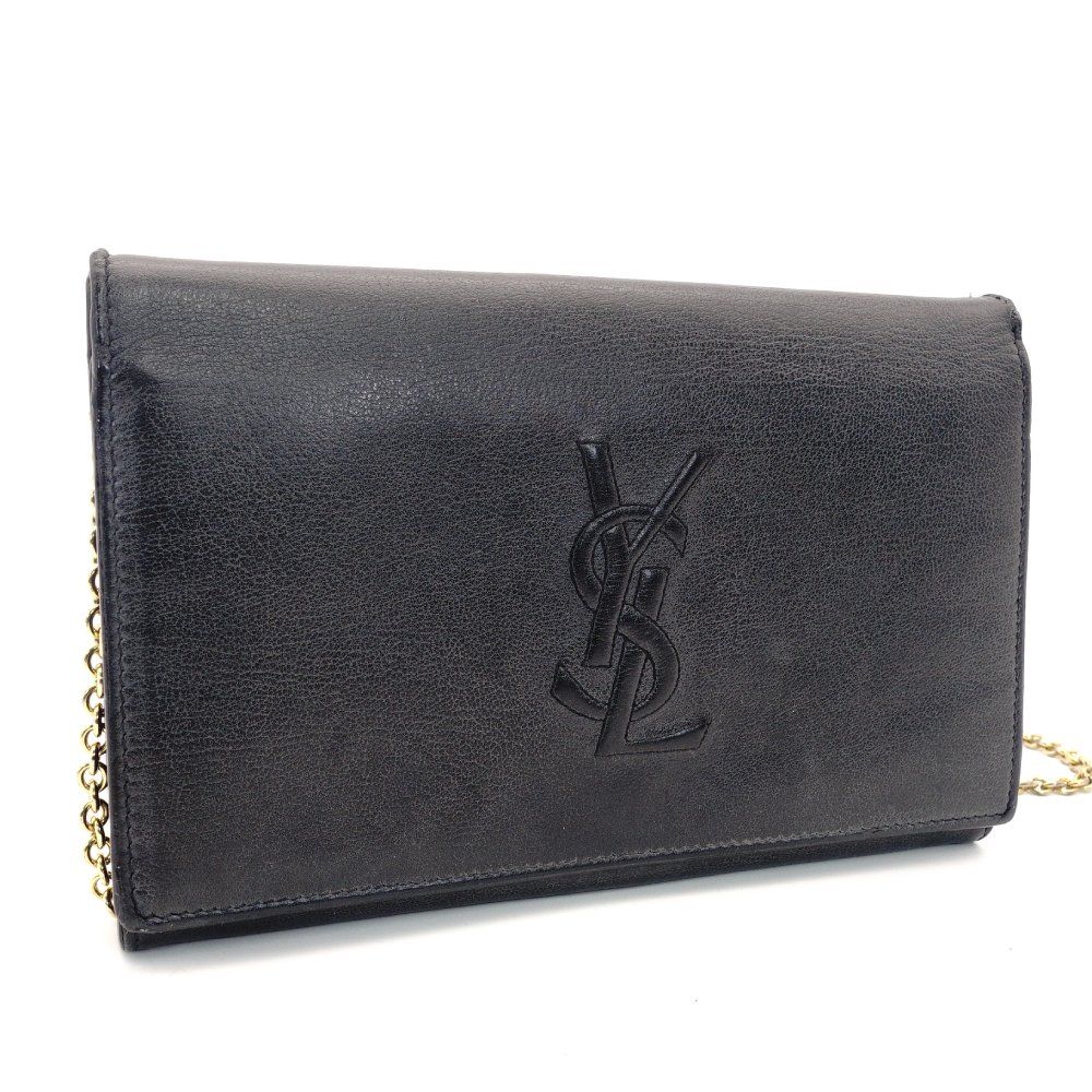 イヴサンローラン Yves Saint Laurent ヴェルジュール チェーン ショルダーバッグ ブラック 黒 レザー ゴールド金具 YSL ロゴ 7-9-126