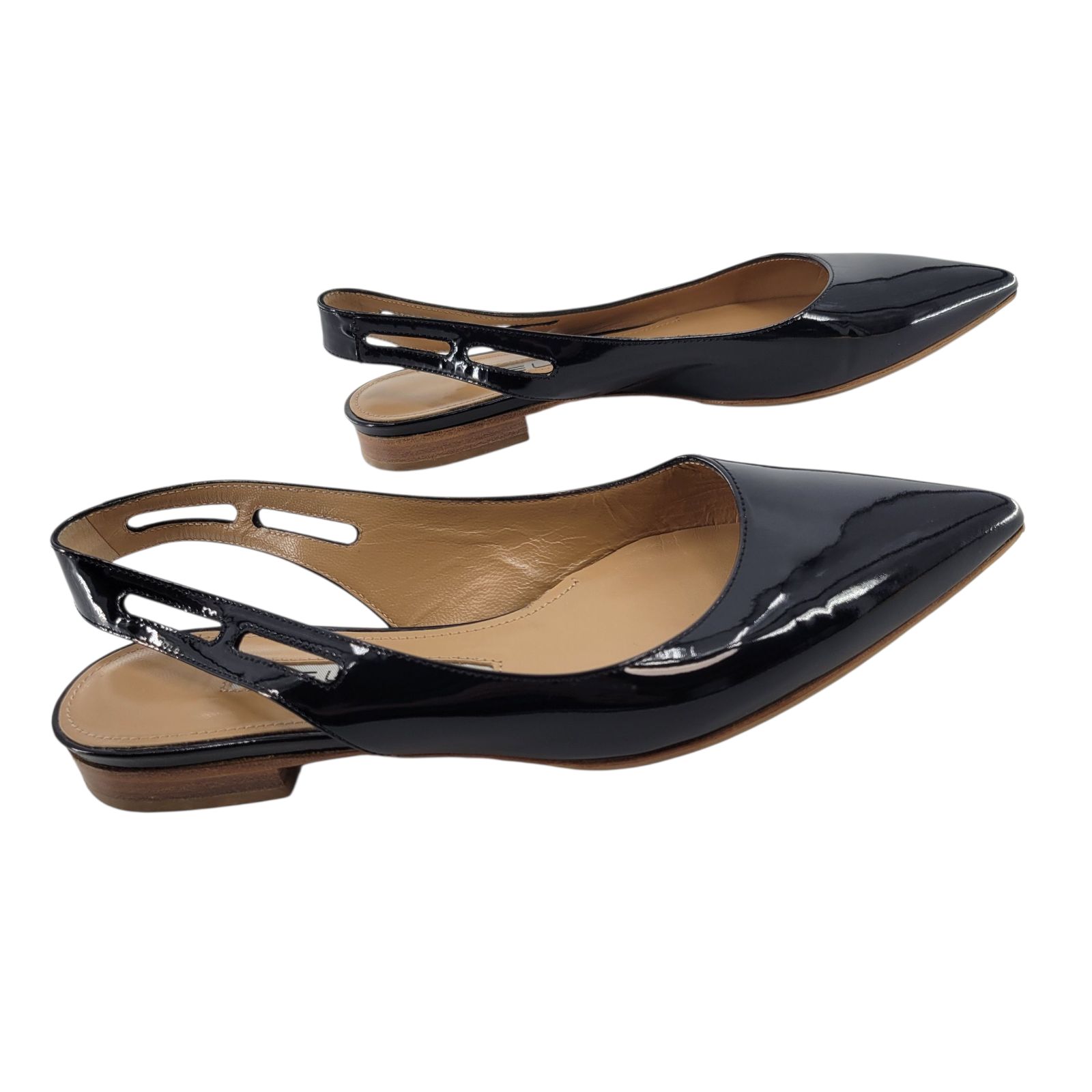 美品 ペリーコ PELLICO バックストラップミュール 22cm エナメル 黒 美