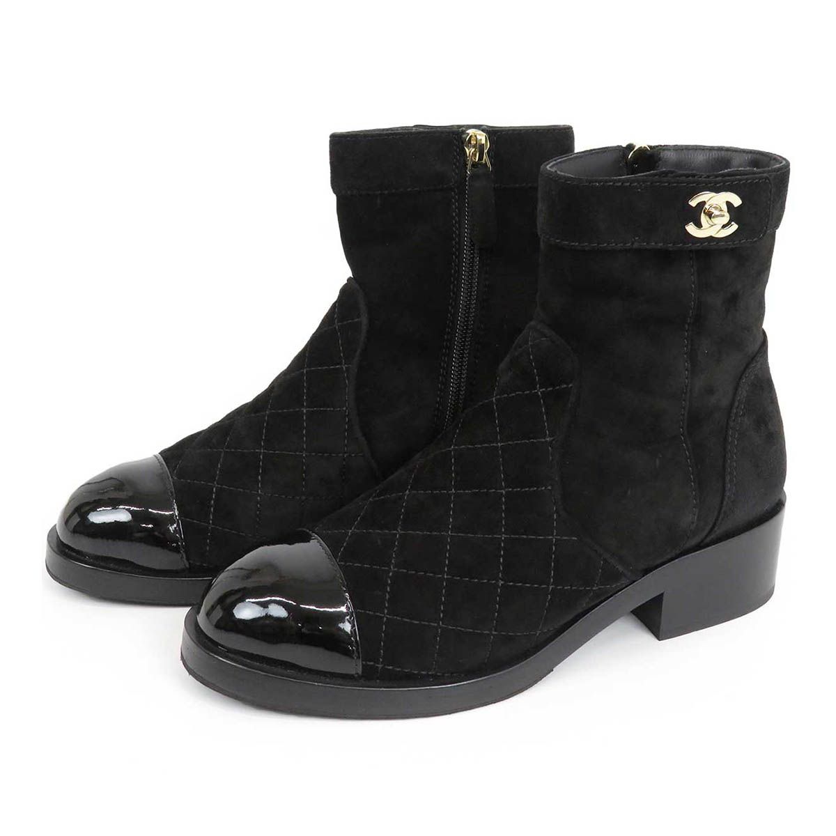 シャネル ココマーク ターンロック マトラッセ ショートブーツ G36763 レディース ブラック CHANEL アパレル 小物