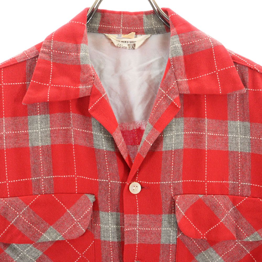 60s オープンカラーシャツ　チェック 2ポケット　ボックス　開襟 The men's shop 50s 60s 開襟 オープンカラー ヴィンテージ