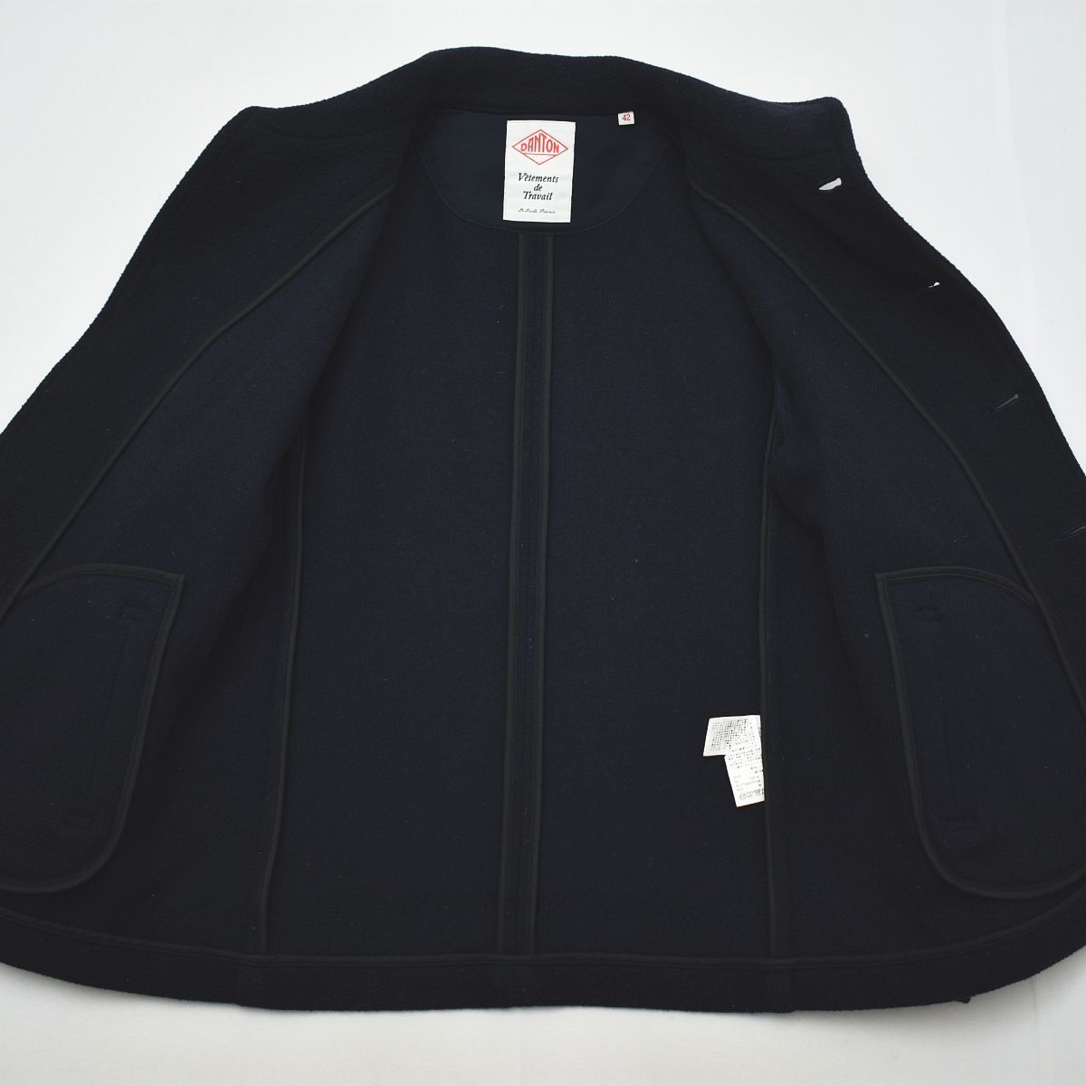DANTON ウールモッサ コート ジャケット ネイビー 42(L) Danton DANTON ダントン ウールモッサシングルフードコート