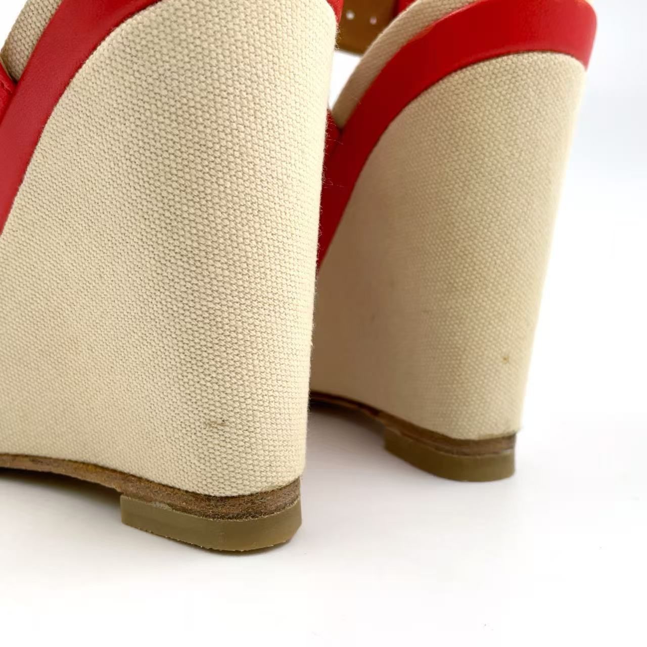 コーラルピンク×ライトベージュ サンダル