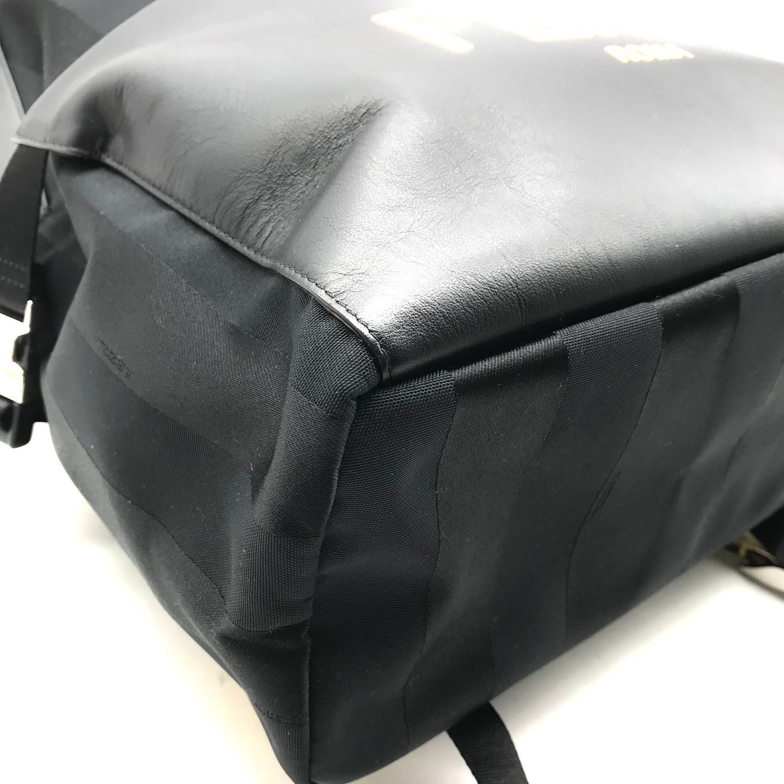 FENDI フェンディ ペカン ロゴプレート ナイロン レザー リュック  