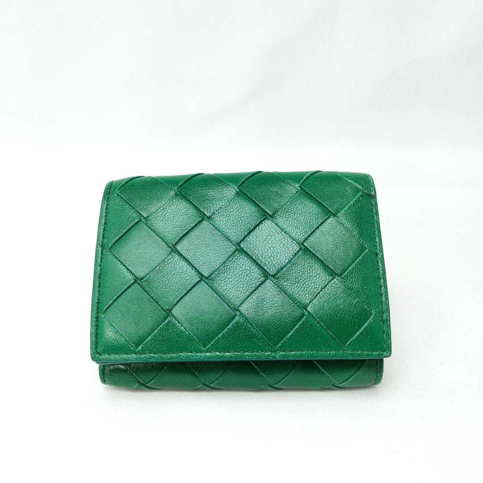 ️BOTTEGA VENETA ️ボッテガヴェネタ イントレチャート コンパクトウォレット ミニ財布 ３つ折り財布 グリーン