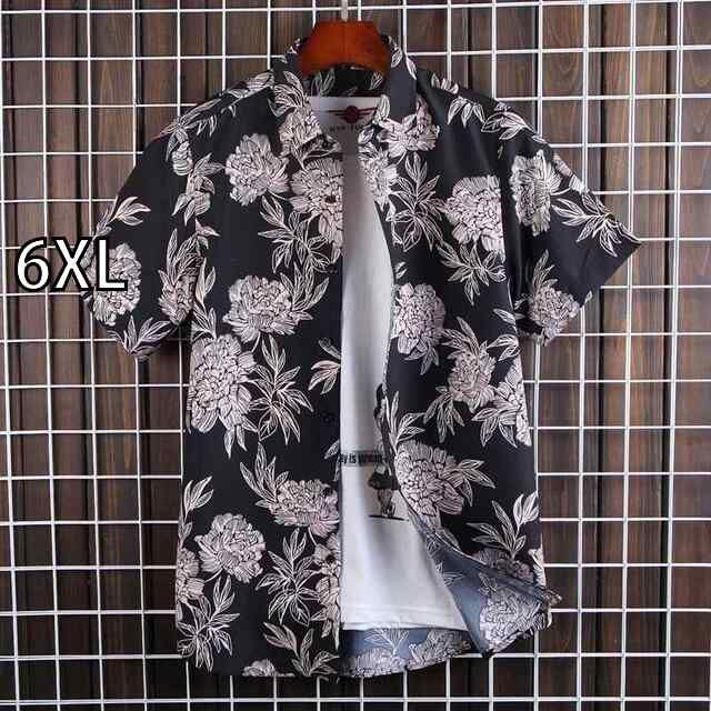 [6XL]秋冬 コーデ メンズ  服 シンプル ファッション オシャレ 大人 かっこいい 大きいサイズ ストリート 紳士服  花柄 プリント ハワイアン バカンス バケーション シャツ 半袖