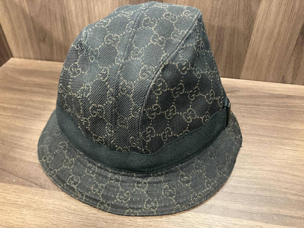 GUCCI 구찌 GG 캔버스 햇 버킷햇 브라운