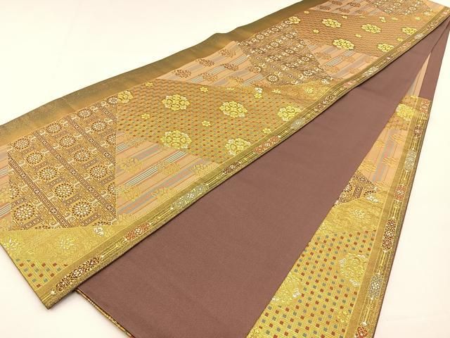 ニコ✾m546＊美品 正絹 振袖＆帯2点セット 金駒刺繍 束ね熨斗 袋帯 京友禅 銀通し 金駒刺繍 2点セット 振袖 袋帯 花柄 トールサイズ