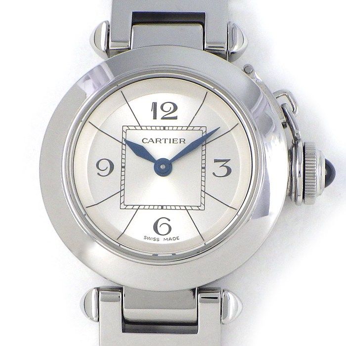 カルティエ Cartier 腕時計 ミスパシャ W3140007 サンレイ シルバー文字盤 SS クオーツアナログ