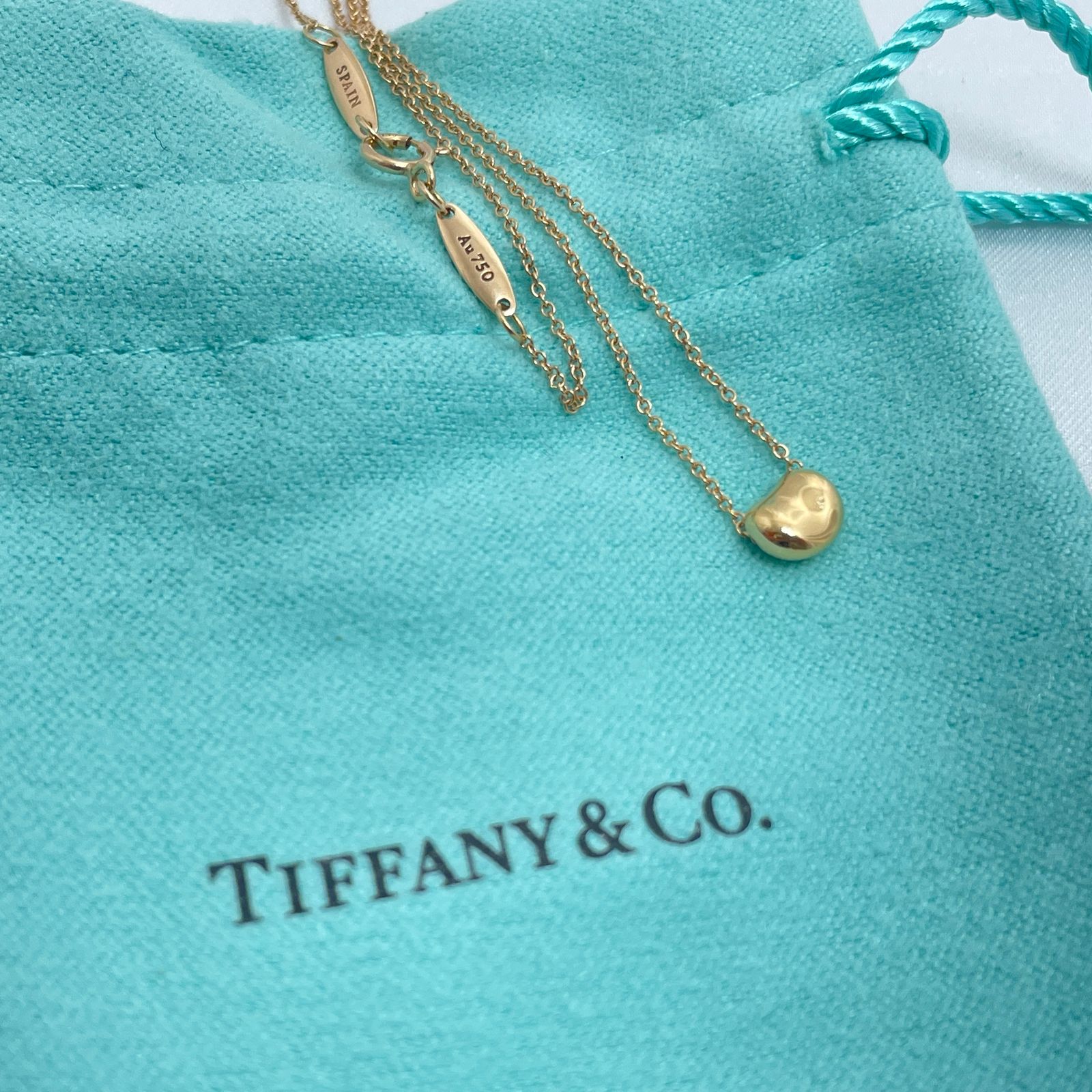 美品】TIFFANY&Co.ティファニー ビーンズネックレス ゴールド K18 