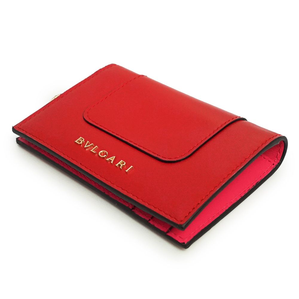 【美品】BVLGARI カードケース ロゴクリップ ピンク BVLGARI】ロゴクリップ カードケース 名刺入れ レザー ダークピンク